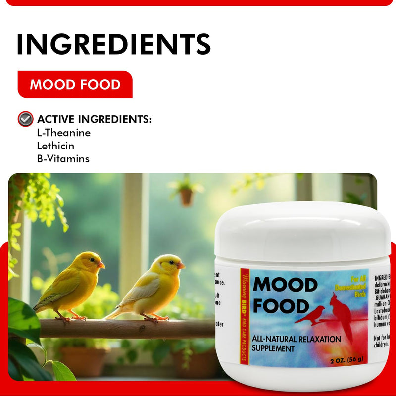 Morning Bird Mood Food 2 oz – Natural Calming Supplement for Birds – Non-Sedating Formula – Helps Reduce Stress, Aggression & Feather Plucking – Gentle Support with Amino Acids & B Vitamins