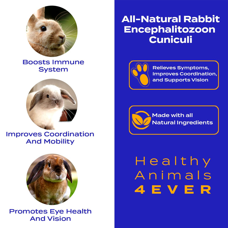 Healthy Animals 4Ever - All-Natural Rabbit E. Cuniculi Infection Treatment | Homeopathic Support for E. Cuniculi - Preventive Health Solution - Rabbit Immunity Boosting Tablets - 300 Count - PawsPlanet Australia