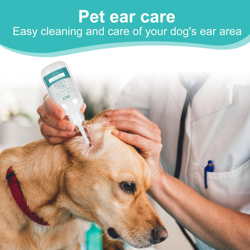 Advanced Dog Ear Cleaner, Gentle Pet Honesty Flush Ear Rinse, Dog Ear Cleaning Solution Tool-Cat Ear Wash- with 20 Cotton Swabs & 20 Finger Wipes, 4 oz 1 Pack+Plastic Stick Swabs - BeesActive Australia