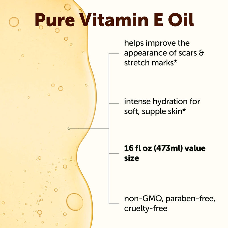 Micro Ingredients Pure Vitamin E Oil 40,000 IU, 16oz – Deep Moisturizing Skin, Face & Hair Oil for Dry Skin, Scars & Stretch Marks* – Fragrance-Free, Non-GMO, Cruelty-Free – Family Size Beauty Care