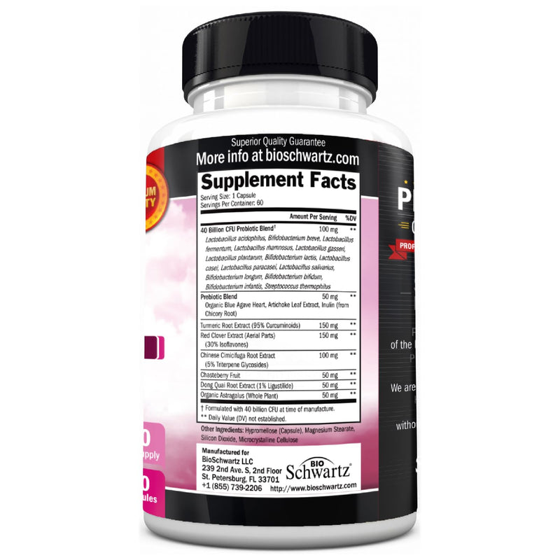 Menopause Supplements for Women - 40B CFU Menopause Probiotics for Women | Support for Hot Flashes Night Sweats Mood Swings and Balance - Non-GMO, 60 Easy-Swallow Capsules, 60 Servings 60 Count (Pack of 1)