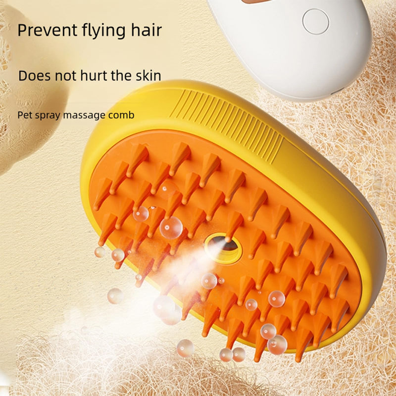 Cat Steam Brush - 3 In1 Steamy Cat Brush for Shedding, Cat Steamer Brush for Massage, Multifunctional Cat Grooming Brush, Pet Hair Removal Tool Comb for Cats and Dogs (FCYELLOW) FCYELLOW - BeesActive Australia