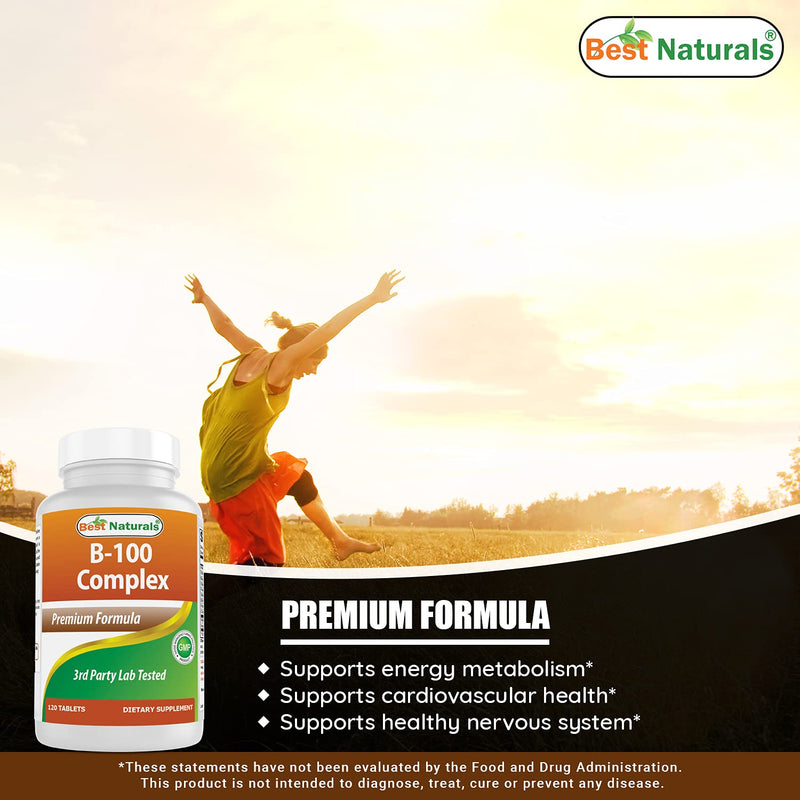 Best Naturals B 100 Complex 120 Tablets (B Complex Vitamins) (120 Count (Pack of 2)) 120 Count (Pack of 2)