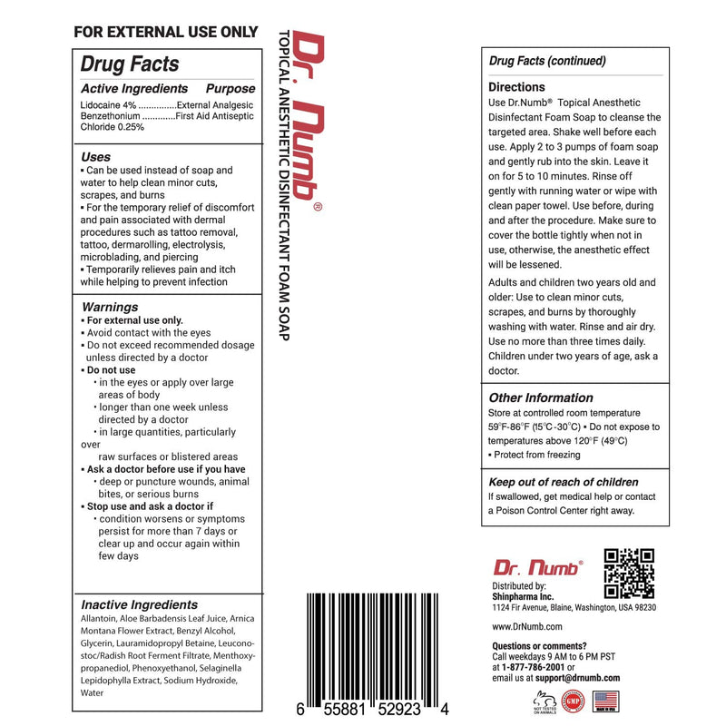 Dr. Numb 4% Lidocaine Topical Anesthetic Foam Soap – Fast-Acting Temporary Pain Relief, Burn Itch Relief Numbing – Gentle Foam Cleanser 1.7 oz 2 Pack 1.7 Ounce (Pack of 2)