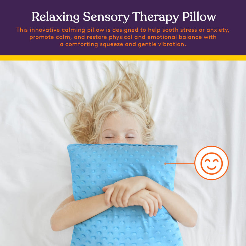 Special Supplies Vibrating Pillow Sensory Pressure Activated Calm for Kids and Adults, 12‚Äù Plush Soft Cover -Textured Therapy Stimulation Bumps- 3 Vibration Modes, Music & Voice Recording (Blue) - BeesActive Australia