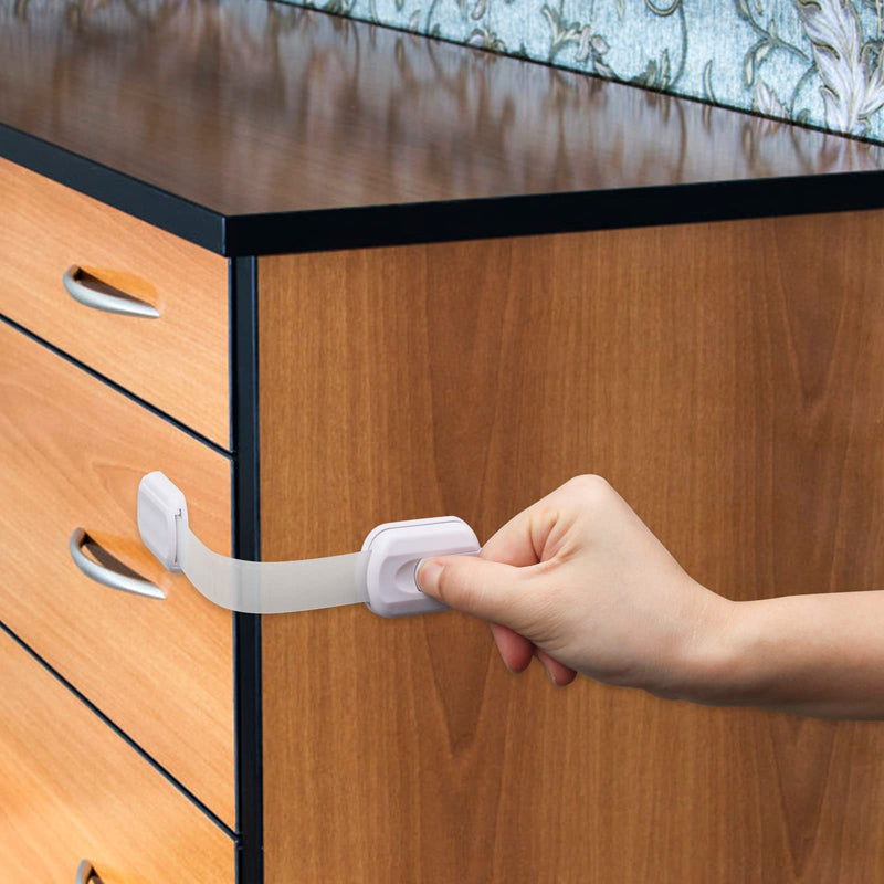 Child Safety Strap Locks 12 Pack Child Safety Locks Baby Proofing Drawers Locks Coolrunner Child Locks for Drawers, Cabinets, Dishwasher, No Tools or Drilling Required (White) White - BeesActive Australia