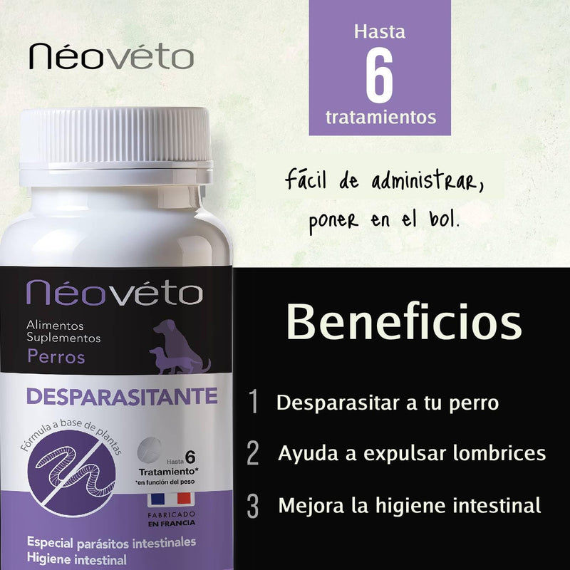 NEOVÉTO - Vermipurge - Antiparasitic for Dogs in Natural Tablets - Active Principles Approved by the French Veterinary Services - 15 Appetizing