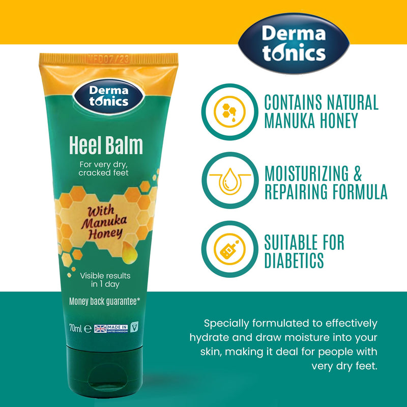 Dermatonics Foot Cream for Dry Cracked Heels - 25% Urea with Manuka Honey, Intensive Moisturizing Heel Treatment, Callus Remover, Exfoliating Care for Rough Feet Elbows Hands - Skin Repair, 2.37 oz 2.37 Fl Oz (Pack of 1)