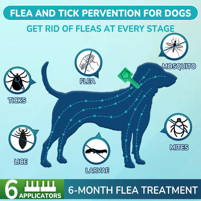 Flea and Tick Prevention for Small Dogs, 6-Month Supply Dog Flea and Tick Treatment Drops, Topical Fast-Acting Dog Flea Treatment for Small Dogs Up to 5 to 22 lbs Small Dogs (5 to 22 lbs)