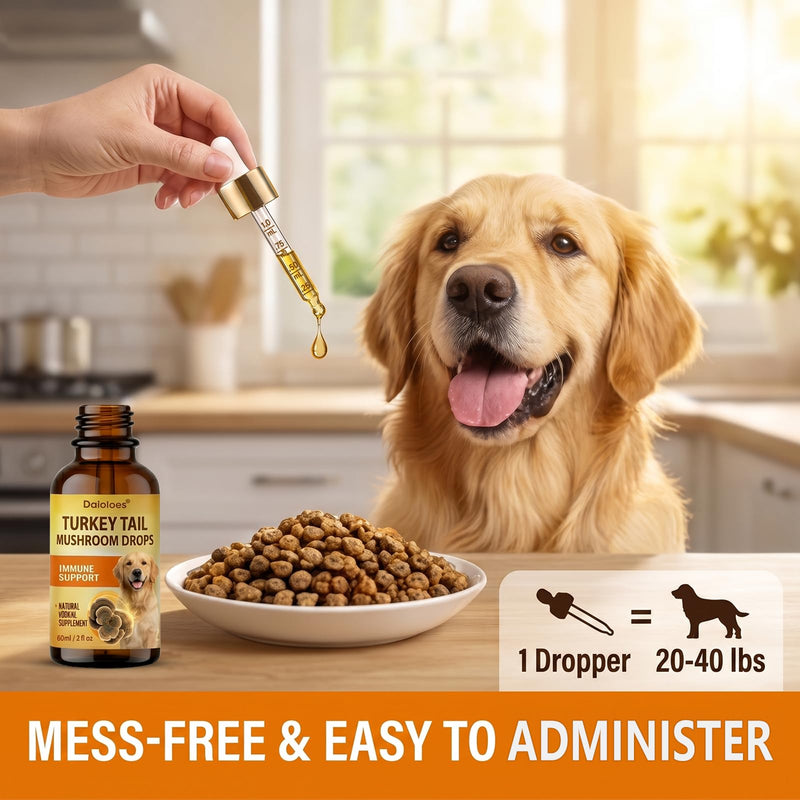 Turkey Tail Mushroom for Dogs, Immune Support & Digestive Health Supplement, 5X Turkey Tail Mushrooms for Pet Liquid Drops with Natural Turmeric & Probiotic, Faster Absorption, 2 Fl Oz(Pack of 1) 2 Fl Oz(Pack of 1)
