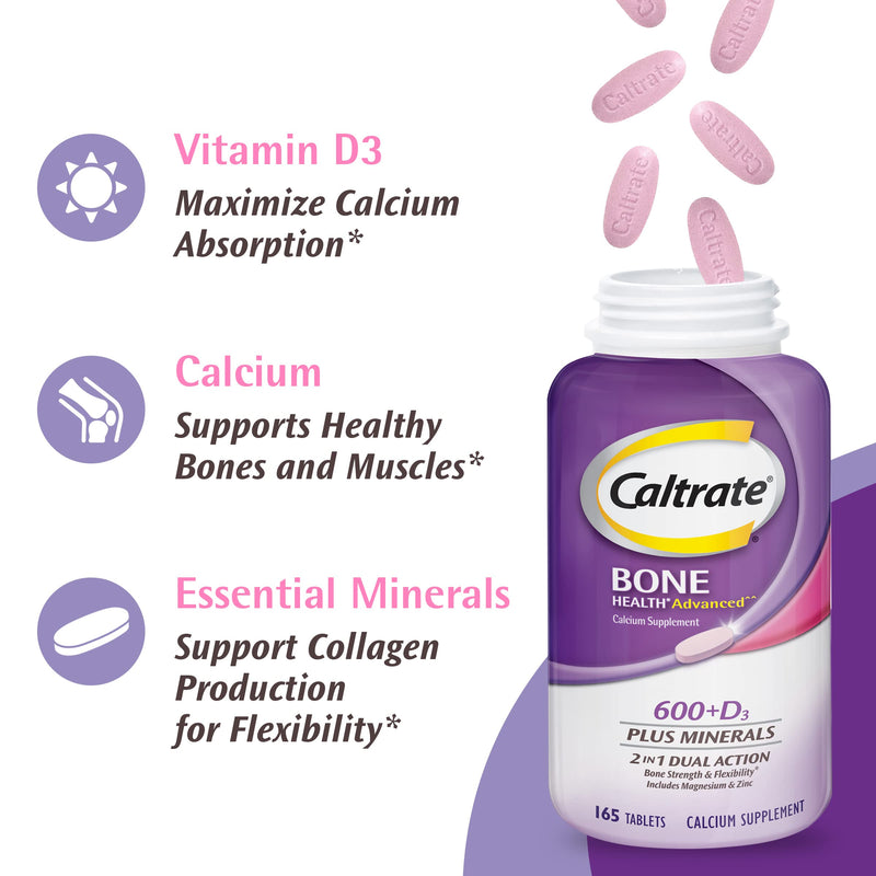 Caltrate 600 Plus D3 Vitamin D and Calcium Supplement Tablets, 120 Count | Highest Level of Vitamin D3, Maximizes Calcium Absorption to Support Strong Bones and Daily Function New 120 Count (Pack of 1)