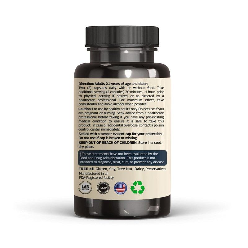 Tongkat Ali Fadogia Agrestis - 1200mg, Enhanced with Nitric Oxide Booster Supplement, Longjack Tongkat Ali for Men, *USA Made and Tested*, 60 Capsules - BeesActive Australia