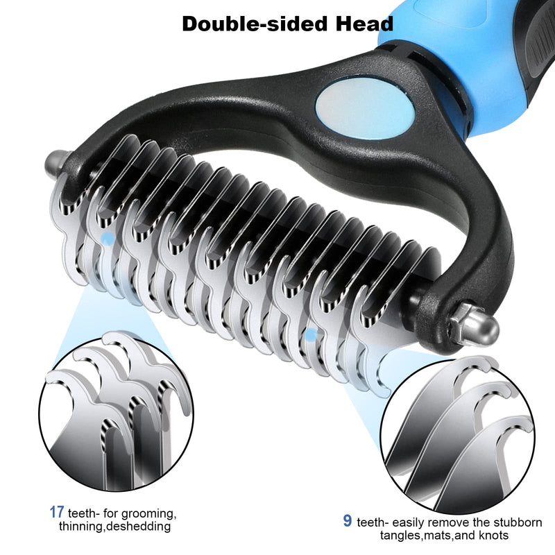 Dog Brush for Shedding, Sebtle Double Sided Undercoat Rake Comb for Dogs and Cats, Pet Grooming Brush for Small, Medium Dogs and Cats,Furminator Tool Remove 98% Mats, Tangles Blue - BeesActive Australia