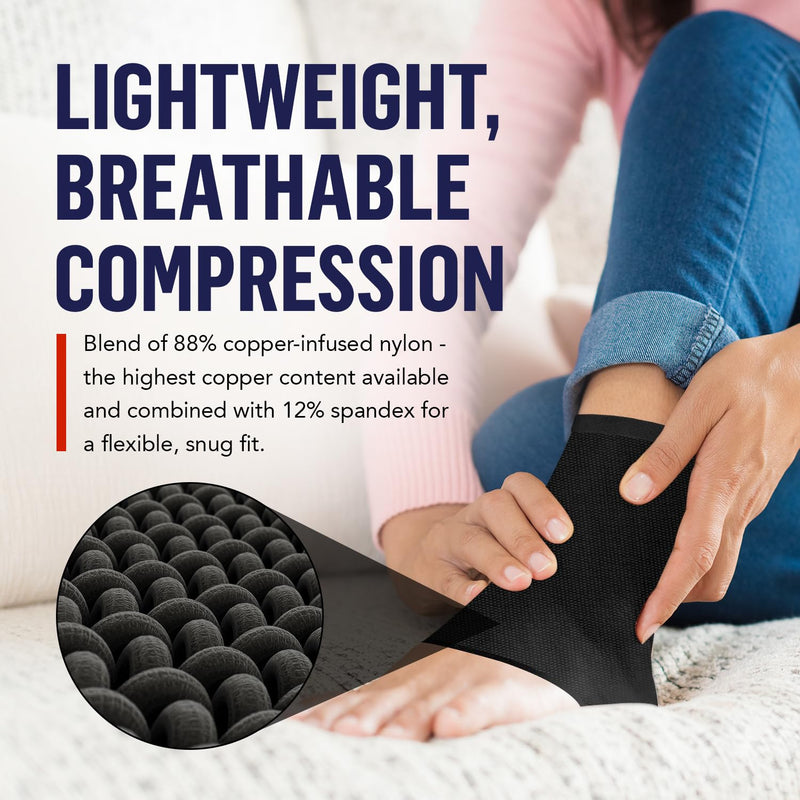 Dr. Arthritis Doctor Developed Plantar Fasciitis Socks/Compression Foot Sleeves, Copper Ankle Brace for Heel Support & Doctor Written Handbook (Black, M) Black Medium
