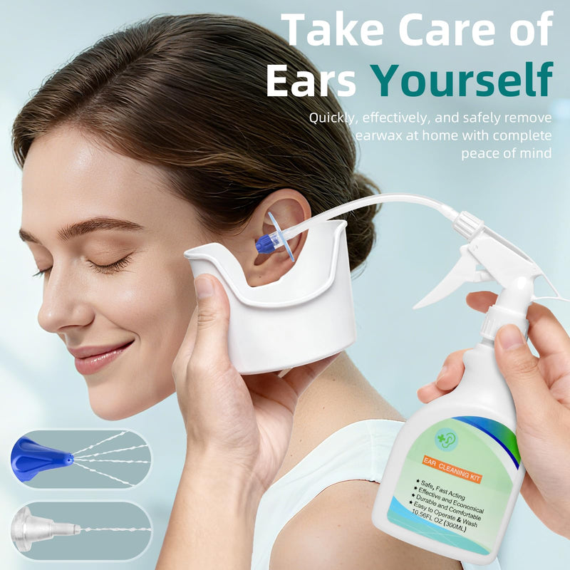 Family-Size Ear Wax Removal Kit - Complete Ear Irrigation Flushing System with LED Otoscope, 19 Disposable Tips, SoftSpray Nozzles & Ear Wash Basin - Safe Ear Cleaner for Adults & Kid White1 Large(50pcs accs) - BeesActive Australia