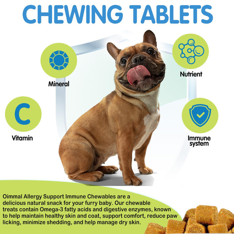 Dog Itch Relief Chews 120PCS – Skin & Coat Support with Omega-3, Probiotics & Colostrum – Helps with Itchy Skin, Paw Licking, Dry Skin,Chicken Flavor for All Breeds