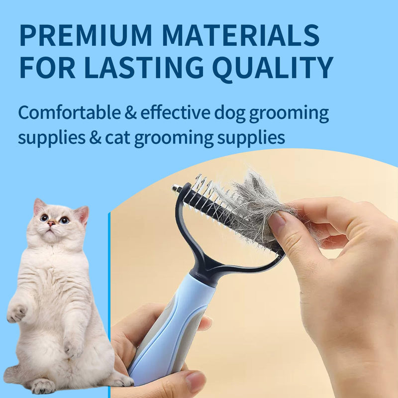 Pet Grooming Brush, Double Sided Deshedding for Dogs & Cats, Skin Friendly Grooming Dog Brush, Pet Shedding Brush,Undercoat Rake for dogs Grooming Supplies, Reduce Shedding by 98%,Blue,Extra Wide Blue Large - BeesActive Australia