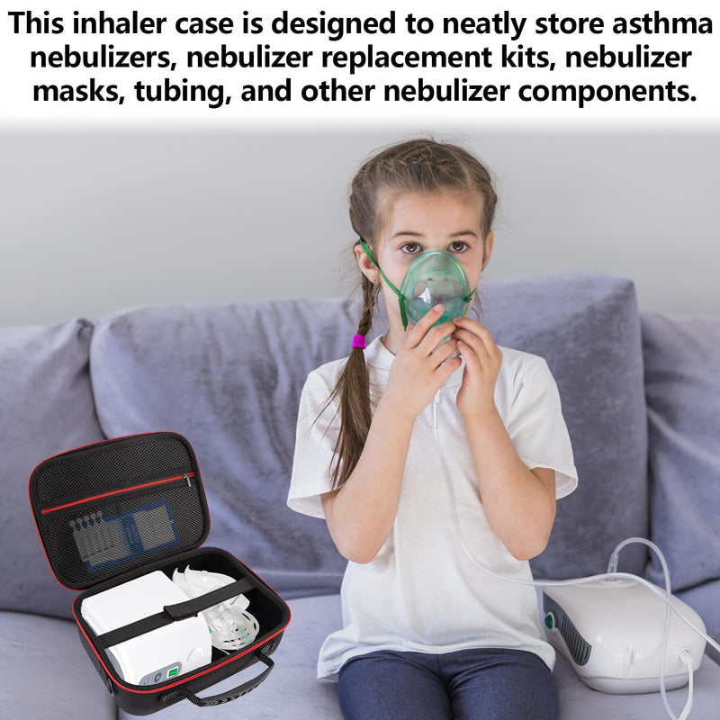 Nebulizer Bag for Smart Nebulizer,Portable Hard Case,Desktop Inhaler Nebulizer for Home Travel Use, Medicine Storage Bag for Inhaler Spacer, Masks, Asthma Accessories for Kids and Adults,Red - BeesActive Australia
