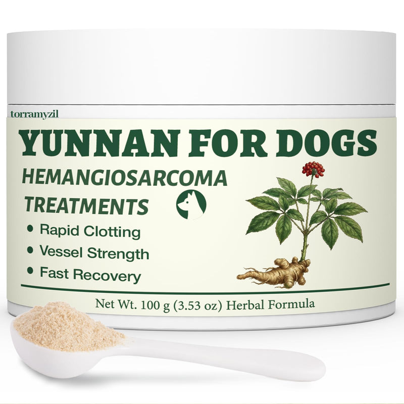 Yun nan Powder for Dogs – Natural Herbal Quick Stop Bleeding for Hemangiosarcoma, Hemoabdomen, Pericardial Effusion, Cancer Bleeding, Severe Bruising, Ulcer-Related Bleeding, Bloody Stools– 100g