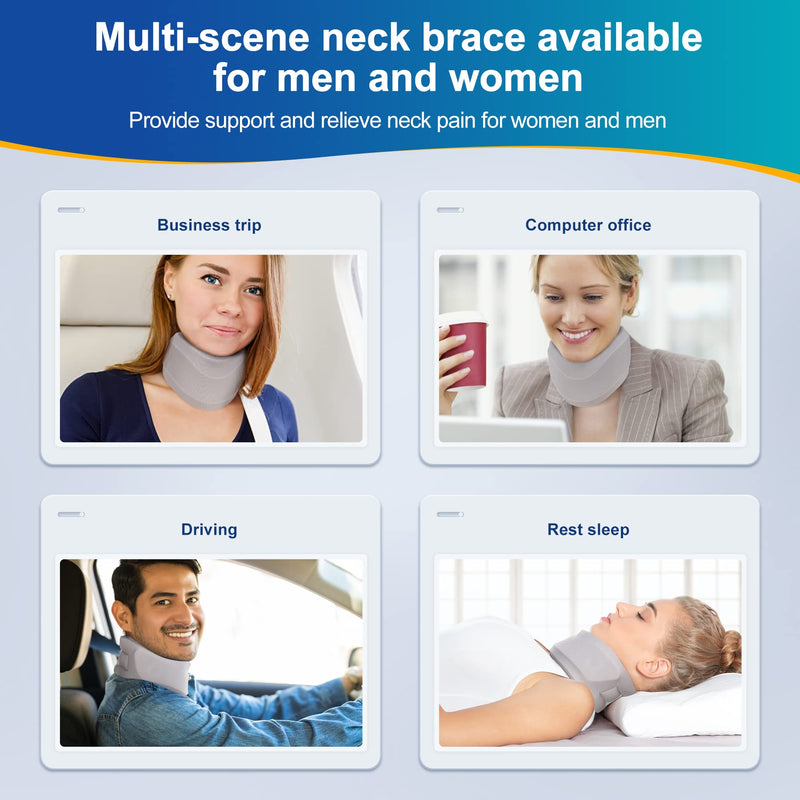 Neck Brace for Neck Pain and Support, Soft Neck Support Relieves Pain & Pressure in Spine for Women & Men, Wrap Align Stabilize Vertebrae Foam Cervical Collar for Sleeping (Grey, M, 3.5" Depth Collar) Grey M, 3.5" Middle Height - BeesActive Australia