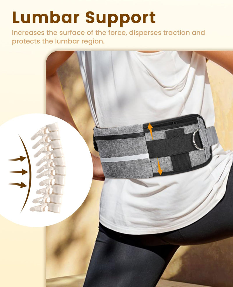 Pecute Dog Leash Hands Free with Pouch, Waist Belt Fanny Pack with Soft Pads, Dual Padded Handles and Shock Absorbing Bungee for Walking, Hiking, Training, Running 1 dog grey