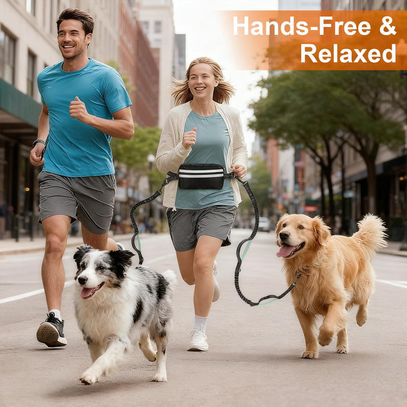 Hand Free Dog Leash with Pouch, Dog Walking Belt Retractable Leash for 2 Dogs with Dual Handles for Running Walking Jogging Pet Belt - BeesActive Australia