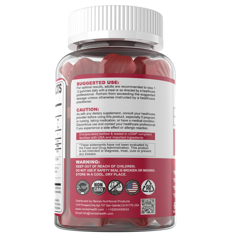 Beet Root Gummies with Iron, Increase Nitric Oxide & Iron Levels, Vegan | Sugar Free, with Methyl B12, Folate, Vitamin C, Energy Support, Fight Fatigue, Beetroot & Gentle Iron Supplement, 60 Count 60 Count (Pack of 1)
