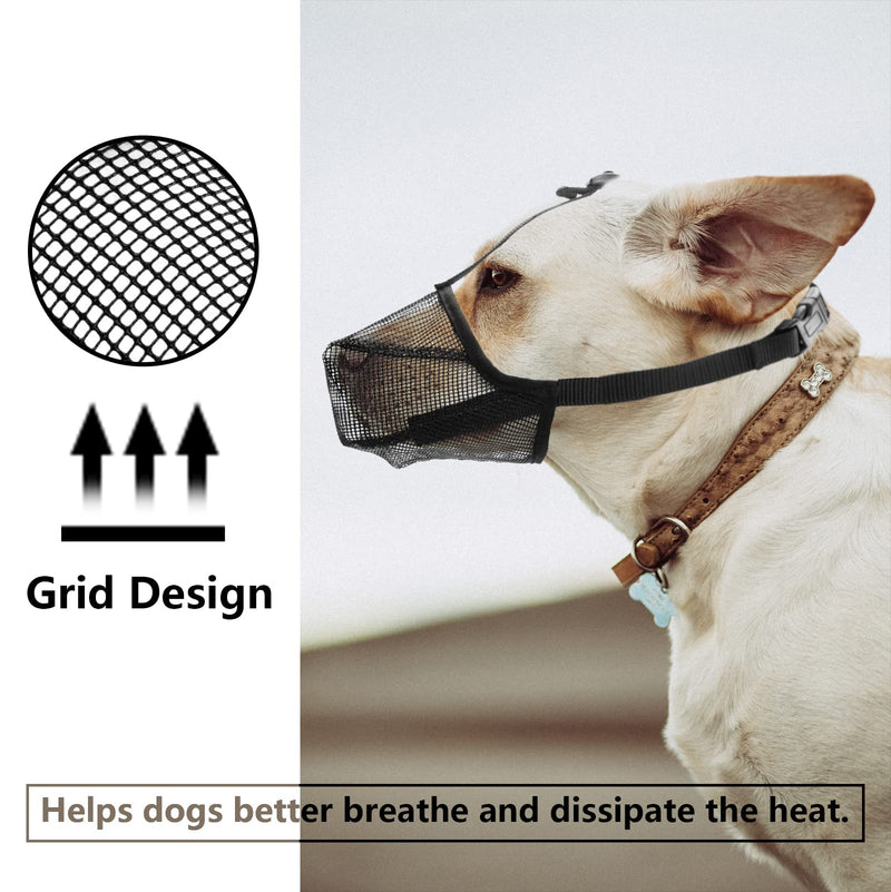 ILEPARK Dog Muzzle with Rounded Mesh, Breathable Muzzle for Small, Medium and Large Dogs, Prevents Eating, Biting and Chewing (L, Black) L - BeesActive Australia