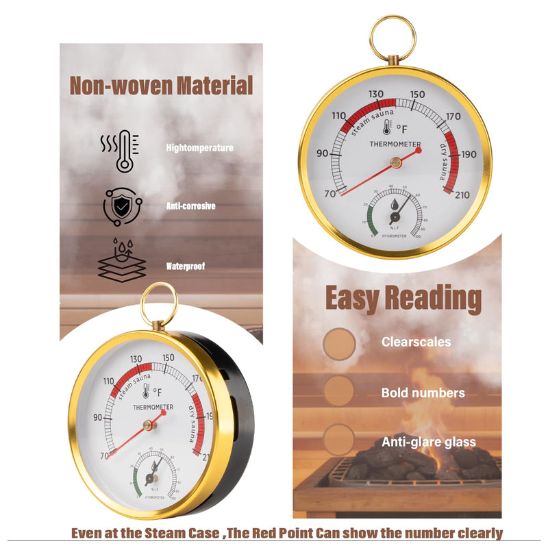 Andelov Sauna Thermometer and Hygrometer (Fahrenheit) with Lanyard Mount, Portable Temperature & Humidity Monitor for Steam Sauna Box, Infrared/Indoor/Home Sauna Accessories - BeesActive Australia