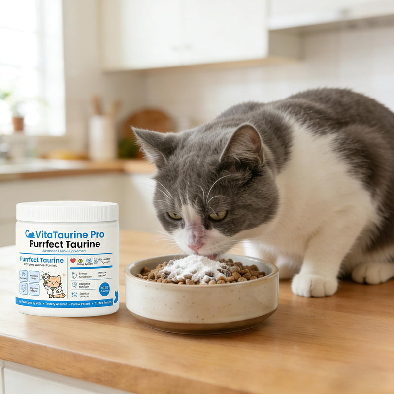 VitaTaurine Pro Supplement for Cat, Pure Taurine Supplement, Grain-Free Formula, Essential Amino Acid, Supports Overall Heart Health & Eye Vitality, for All Cat Breeds & Ages,200 Grams
