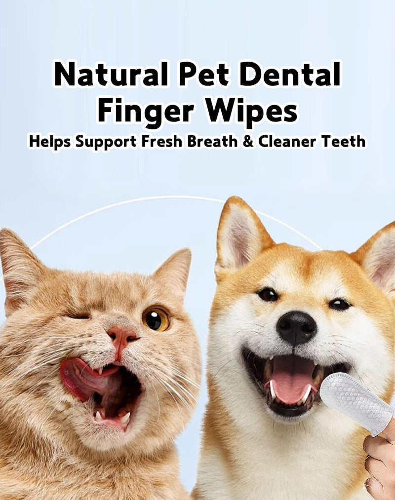 Natural Pet Dental Finger Wipes, 2026 Pet Teeth Cleaning Finger Wipes for Dogs Cats, Easy Daily Dental Cleaning for Pets, Soft Disposable (2 Box)