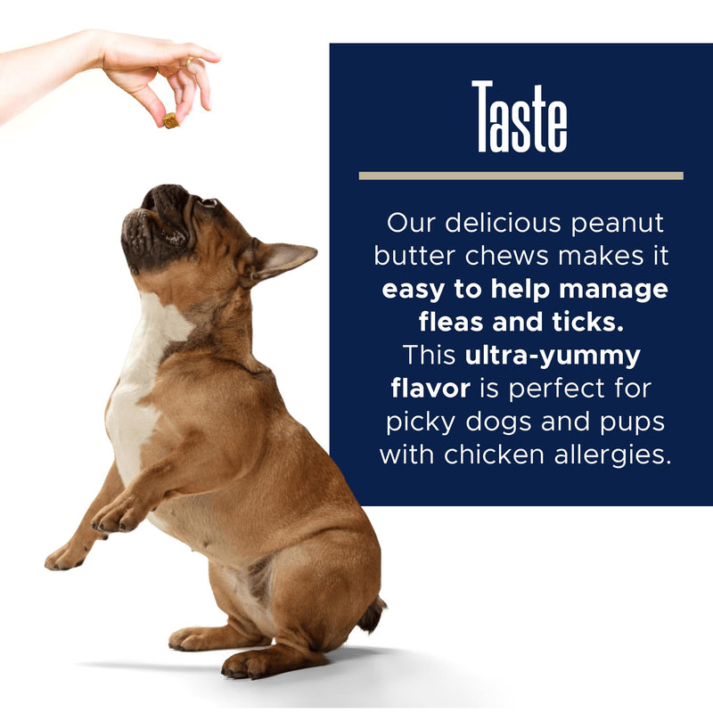 Flea and Tick Prevention for Dogs, Chewable – 90 Peanut Butter Flavored Soft Chews – Made with B Vitamins, Garlic Powder, Brewers Yeast, Coconut Oil, and Apple Cider Vinegar