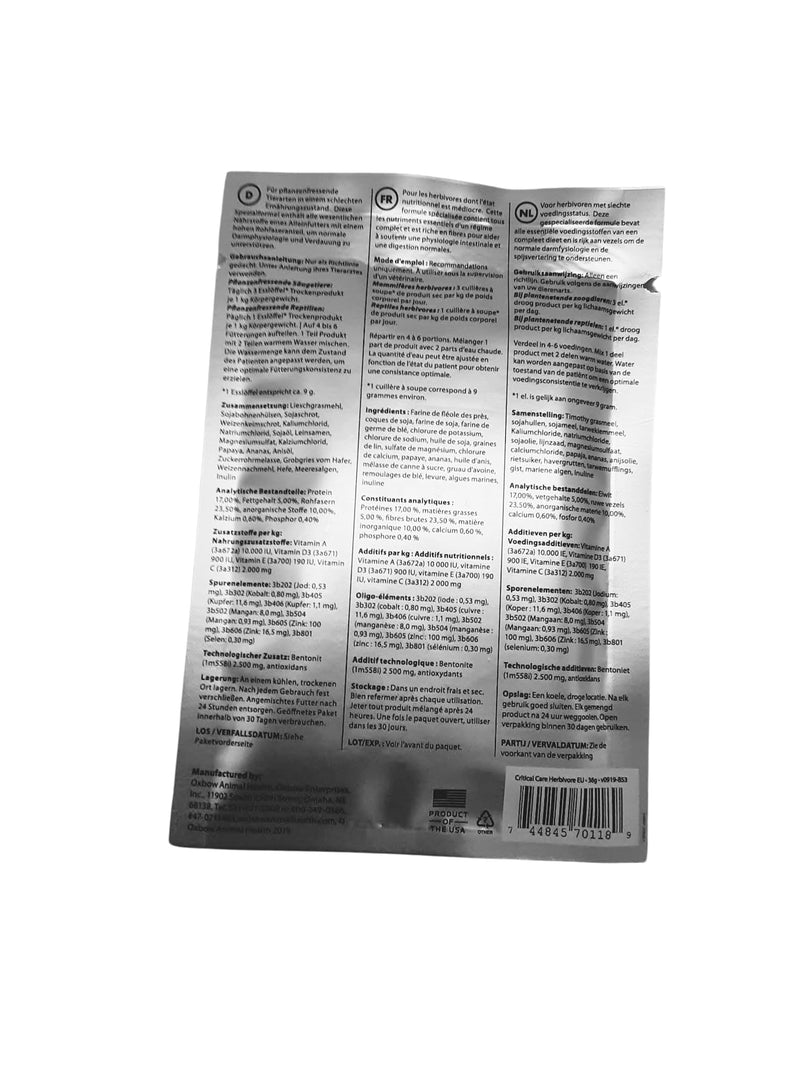 Oxbow Critical Care Food for Convalescent Herbivore, ‎36 g (Pack of 1) - BeesActive Australia