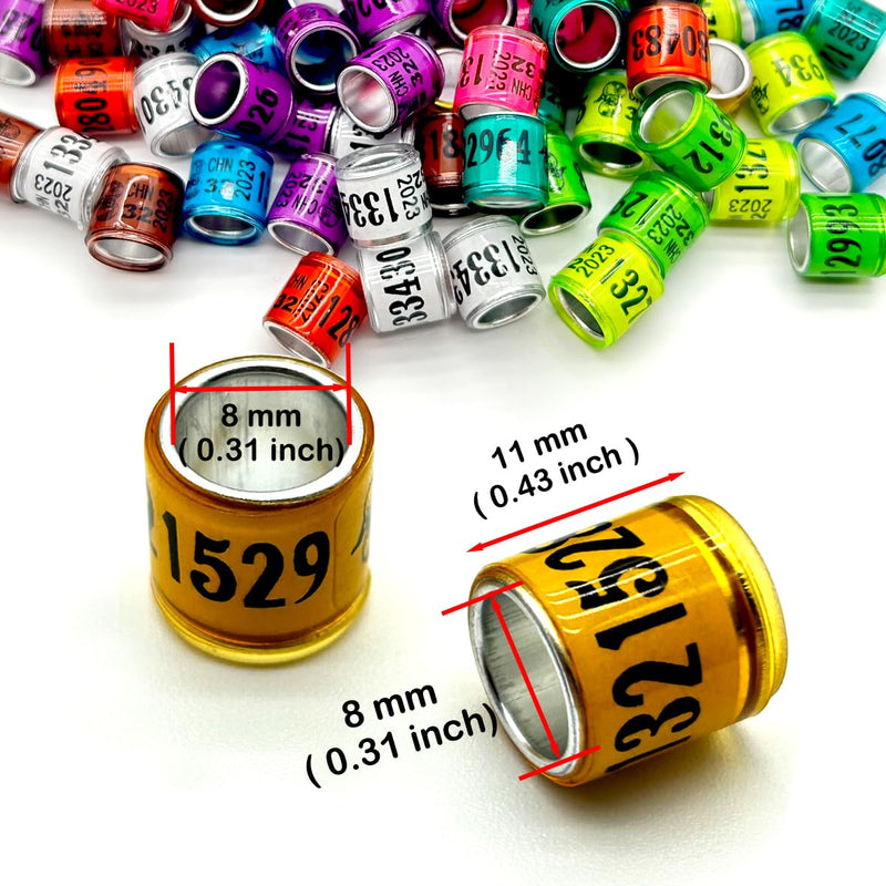 100Pcs 2026 Aluminium Pigeon Leg Rings | Dove Identify Band | Multicolor Training Birds Foot Ring