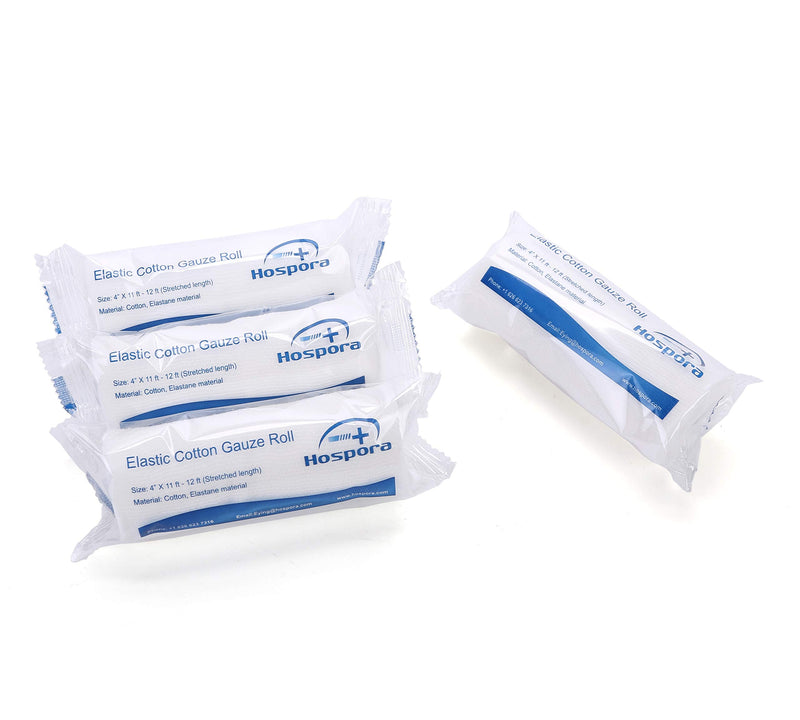 Hospora Medical Elastic Cotton Conforming Gauze Roll, 4 Inches, Individual Pack, First Aid Rolled Stretch Gauze, 24 Packs Cotton Elastic Gauze Bandage - BeesActive Australia