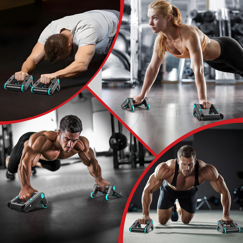 Ab Roller Wheel, 2-In-1 Exercise Roller Wheels, Push-Up Bar, Abdominal Exercise Machine, Ab Workout Equipment for Core Strength Training, Abs Exercise Roller with Knee Pad for Women Men Home Gym