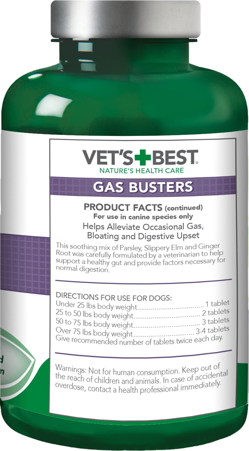 Vet's Best Gas Busters Dog Supplements for Gas Relief and Digestion Aid, 90 Chewable Tablets, USA Made - BeesActive Australia