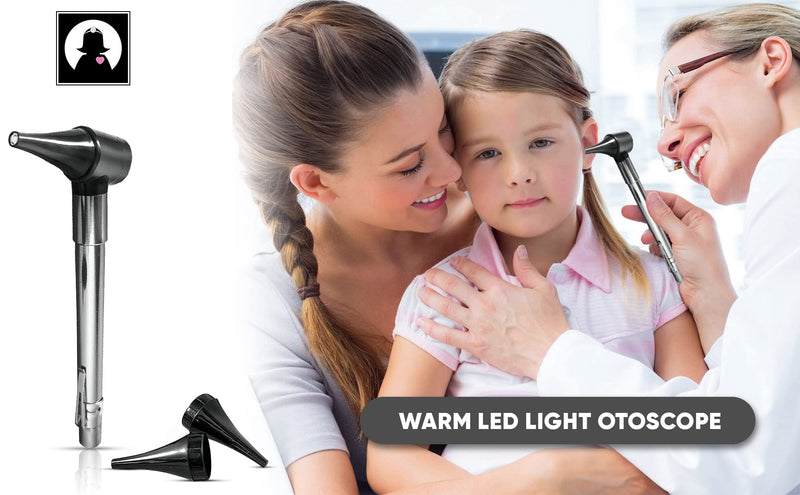 Third Generation Dr Mom Slimline Stainless LED Pocket Otoscope with Soft White Natural Hue Light Spectrum in Clamshell Packaging - BeesActive Australia