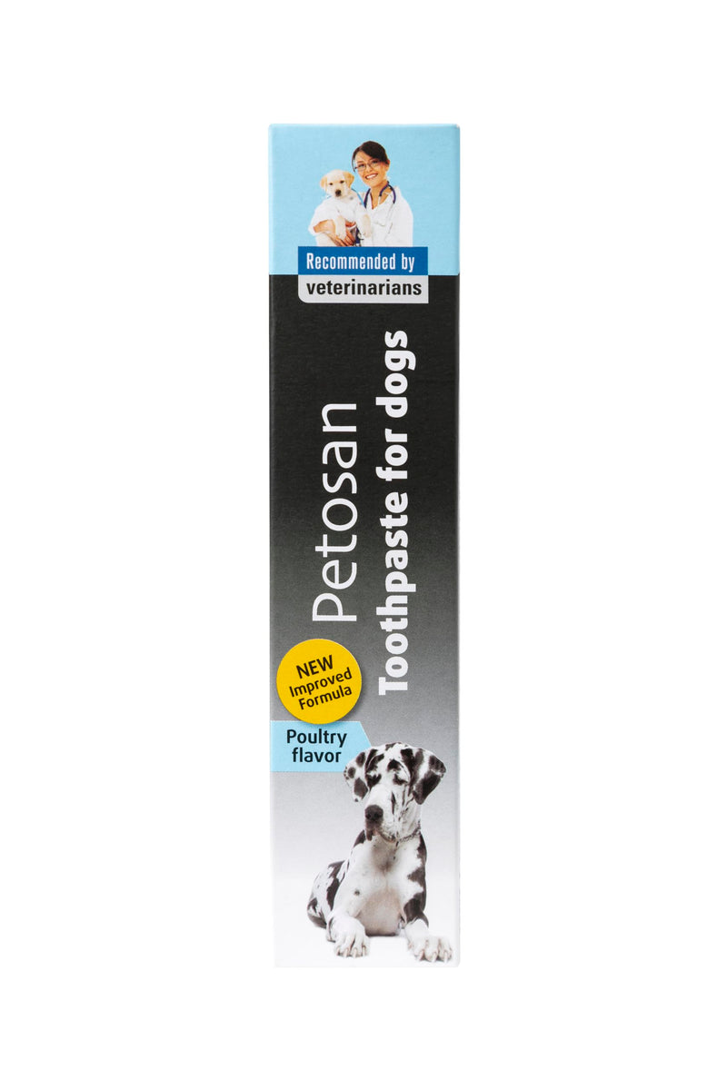 Petosan Poultry Flavour Toothpaste for Dogs - Anti-Tartar, Plaque Control, Vet-Approved, 70 Grams - Fresh Breath and Oral Hygiene for All Dog Breeds