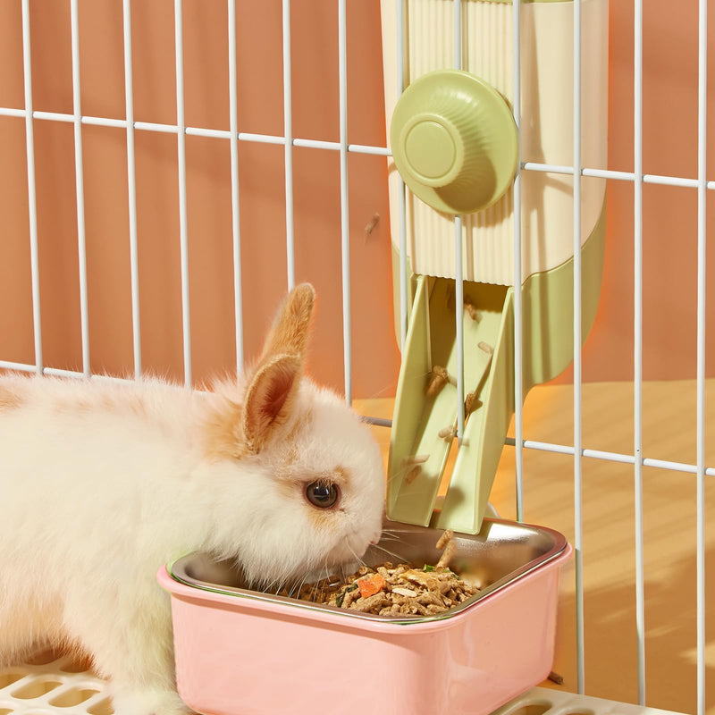 septillar Pet Hanging Bowl for Crates, 2 in 1 Small Dog Bowl Puppy Bowl Removable Stainless Rabbit Bowl Cat Feeder Food Water Bowls for Puppy Cat Bird Rabbit Hamster Guinea Pig Ferret Small Animals Pink - BeesActive Australia