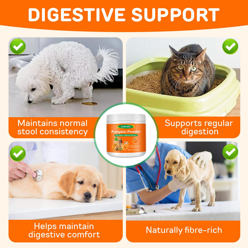 Pumpkin Powder for Dogs & Cats 200g - Pumpkin Puree Powder | Dual Action Fibre + Enzymes | Gut Health & Healthy Stools Support