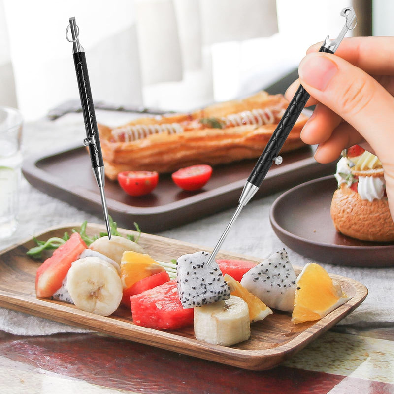Stainless Steel Telescopic Toothpicks, 2PCS Black Steel Metal Retractable Toothpicks Reusable Multi-purpose Tooth Picks for Travel Home Outdoor - BeesActive Australia