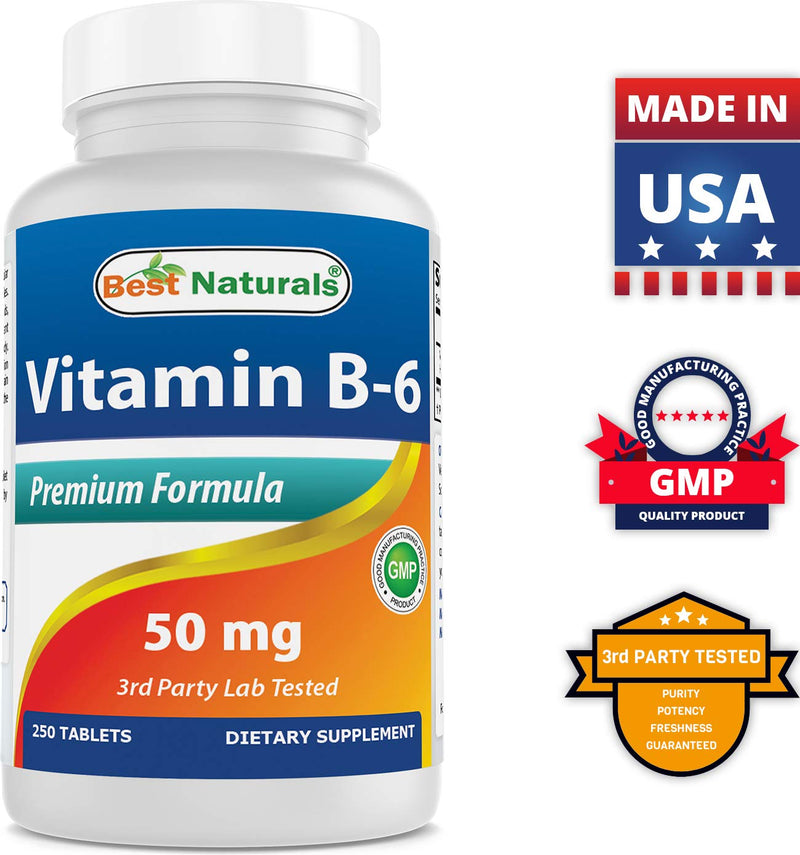 Best Naturals Vitamin B6 50 mg 250 Tablets (250 Count (Pack of 3))