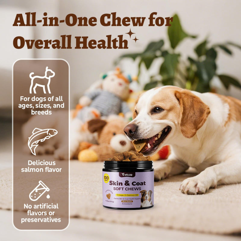 Salmon Oil Skin & Coat Supplement for Dogs-Omega 3 Fish Oil for Dog Healthy Skin,Glossy Coat with EPA & DHA Fatty Acid Heart Hip Joint Health,Skin Allergy,Hot Spot,Dry Skin,Itch Relief,Shedding