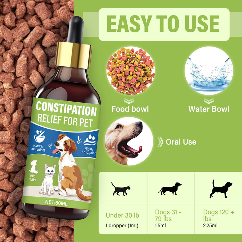 Cat Constipation Relief,Constipation Relief for Dogs & Cats - Cat Laxative - Cat Stool Softeners for Digestive Health - 100% Natural Gentle Supplement - 60ml - BeesActive Australia