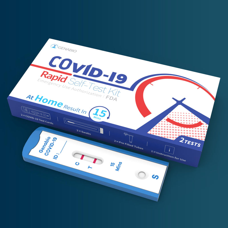 Genabio COVID-19 Antigen Rapid Self-Test Kit (2 Pack) – FDA EUA Authorized | 15-Minute At-Home Results | OTC Nasal Swab – Ages 2+ (1 Pack, 2 Tests) 1 Pack-2 Tests