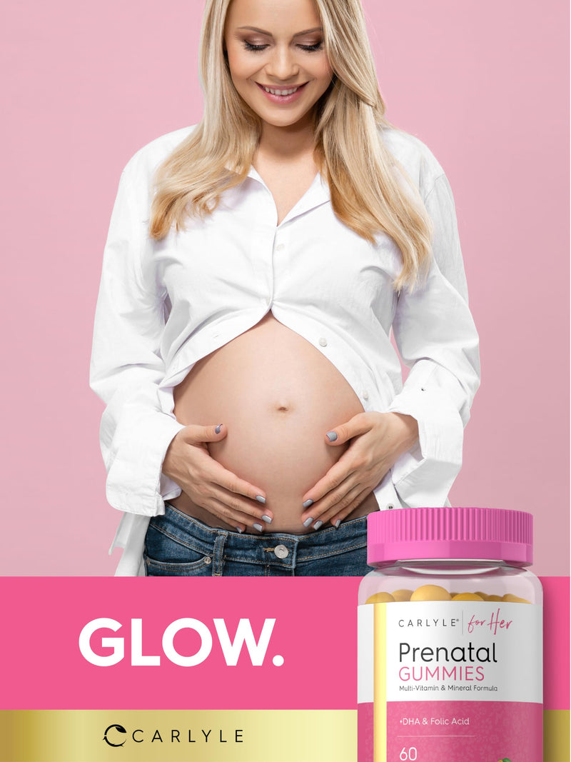 Carlyle Prenatal Gummy with DHA & Folic Acid | 60 Gummies | Women's Multivitamin and Mineral Supplement | Fruit Flavor | Non-GMO, Gluten Free | For Her