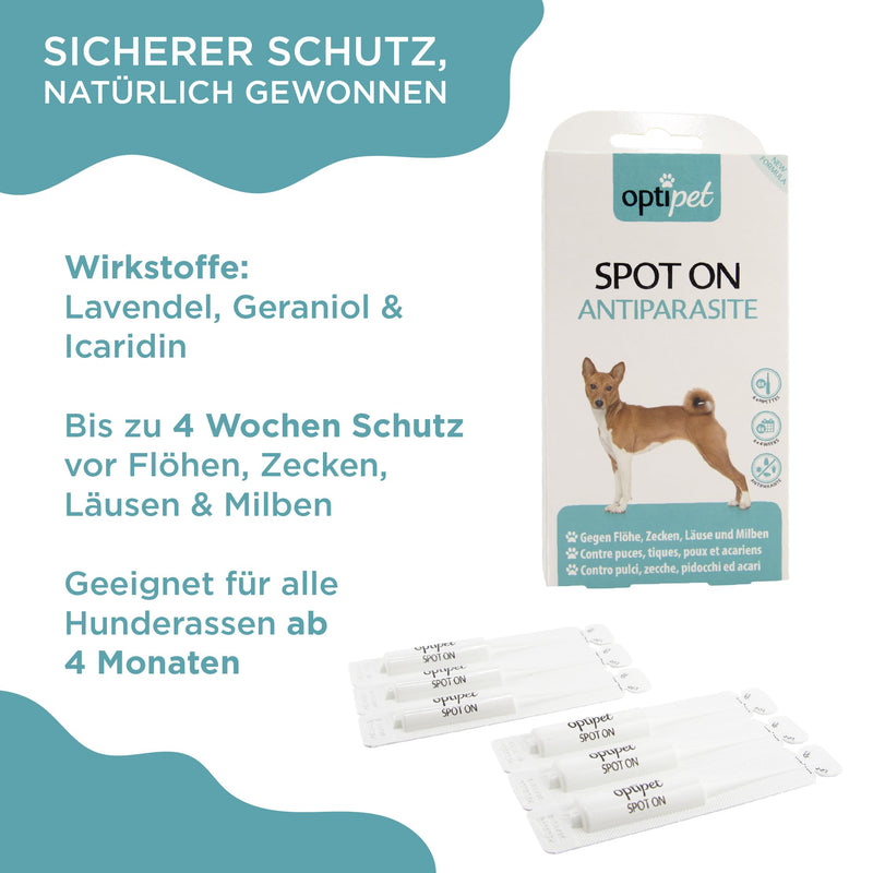 OptiPet Spot On 6x1.5ml pipettes for dogs, highly effective up to 24 weeks against mites, fleas, ticks, lice 6 pipettes - BeesActive Australia
