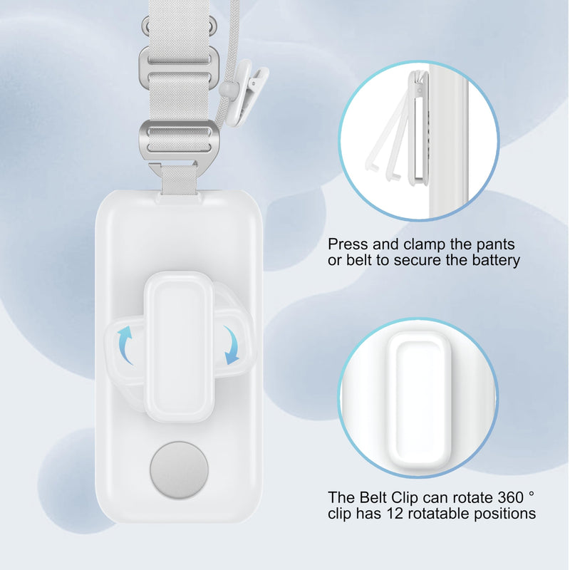 Battery Holder for Apple Vision Pro,Portable Vision Pro Battery Case with 360° Rotatable Belt Clip and Cross-Body Strap. (White) White - BeesActive Australia