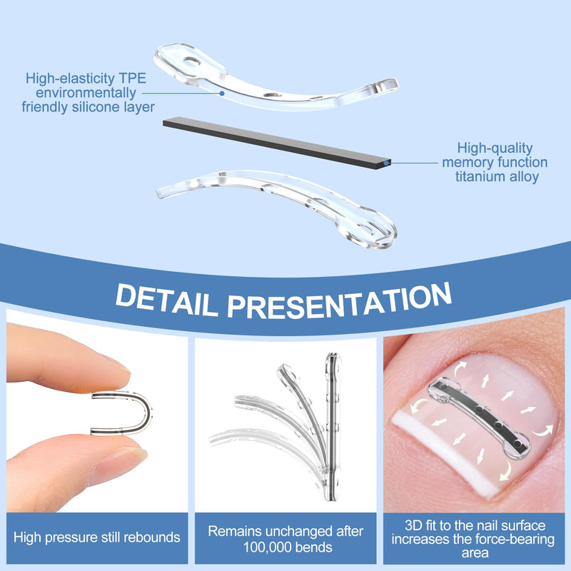 12Pcs Ingrown Toenail Corrector Strips for Curved Toenail Quick Relief,4 Multi-Sizes Ingrown Toenail Treatment Relief Tools Kit for Home Use